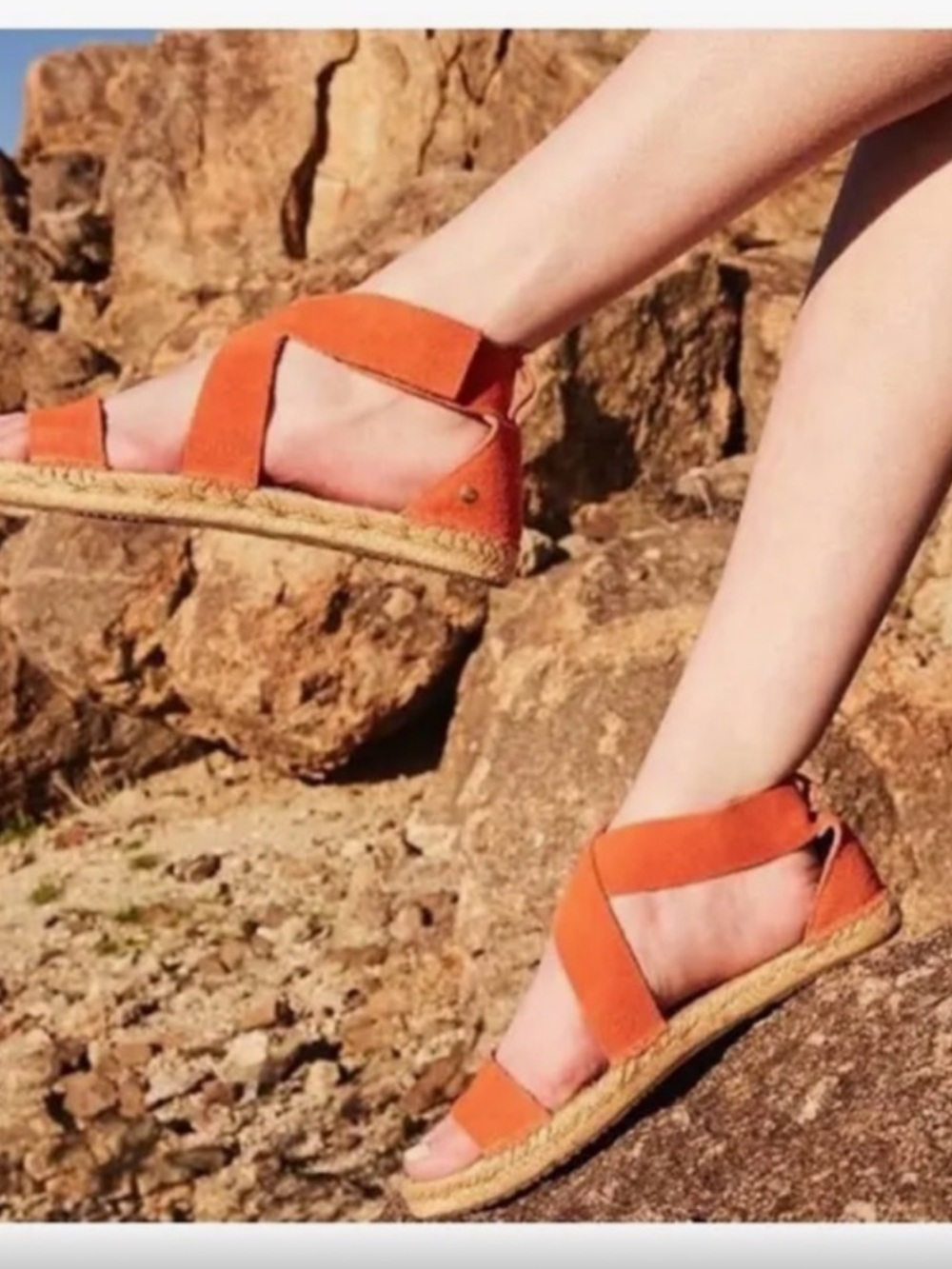 UGG Mila Espadrille Sandals - Orange Suede NO SIGNS OF WEAR